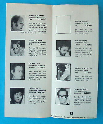 FIDE INTERZONALS '76 Philippines Chess programme BOBBY FISCHER