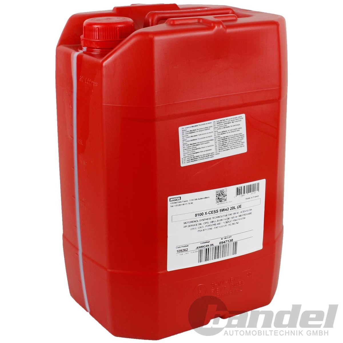 Motul 8100 X-Cess 5W-40 Motoröl – Vollsynthetisches Öl Für Benzin- & Diesel-Motoren, 20 Liter