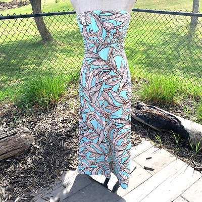 Vintage Y2K Maxi Dress Sz L Tropical Print Fitted Jersey Knit Strapless Tube  Top | eBay