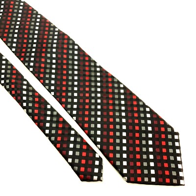 Knightsbridge Polyester Tie Red Gray Geometric
