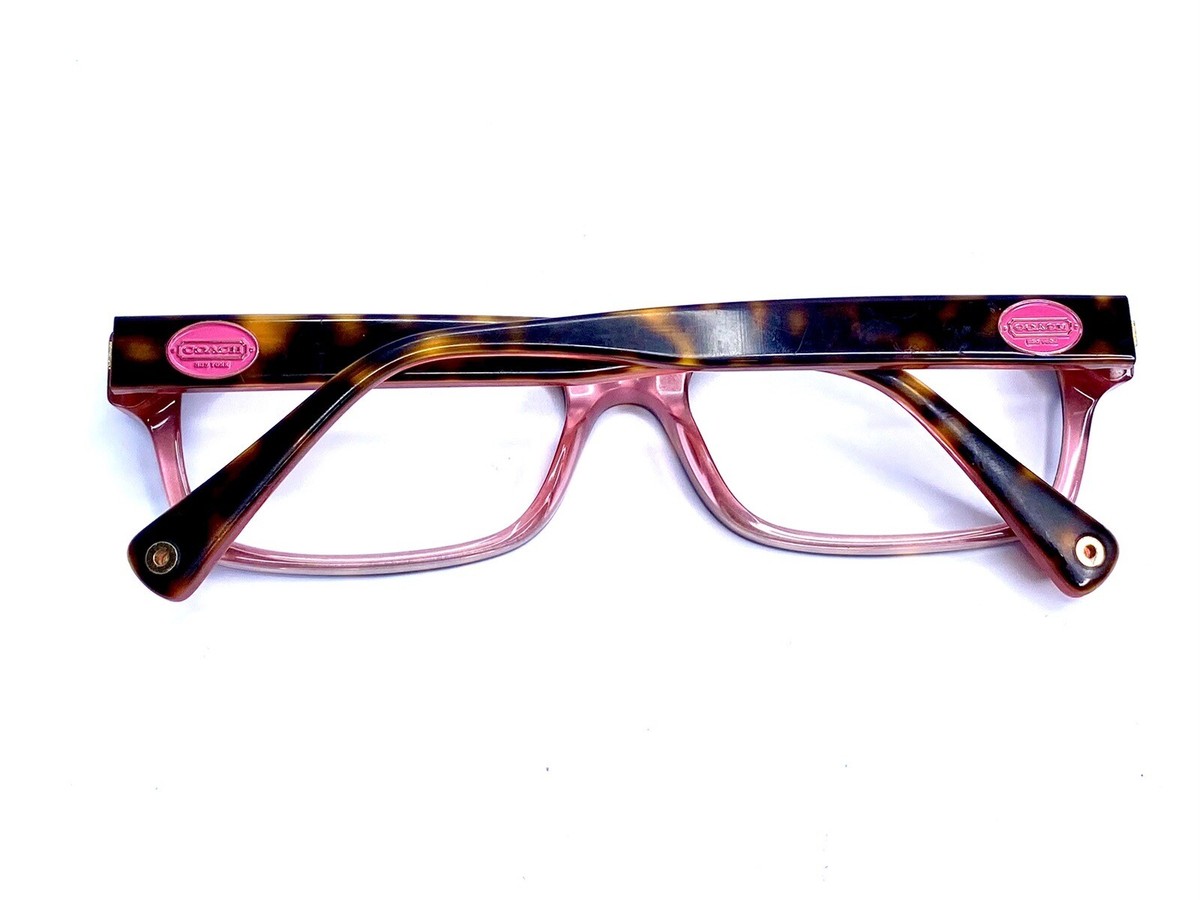 New Coach Tortoise Pink Rectangular Eyeglasses Brooklyn 