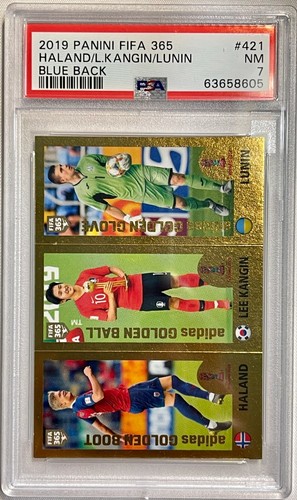 2019 Panini Fifa 365 Erling Haaland #421 RARE BLUE BACK Rookie PSA 7