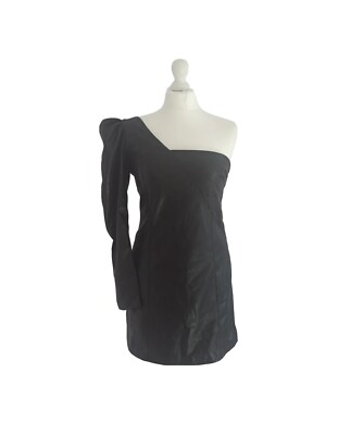 Zara Trafaluc Collection faux black leather one shoulder mini dress - M |  eBay