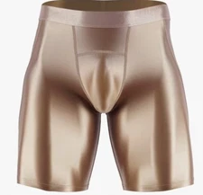 Mens Shiny Gold Spandex Compression Shorts Jock Tights Medium