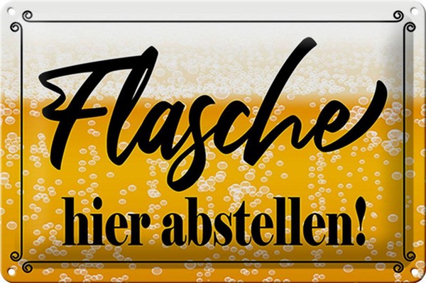 Blechschild Spruch 30X20 Cm Flasche Hier Abstellen Bier Deko Schild Tin Sign-image