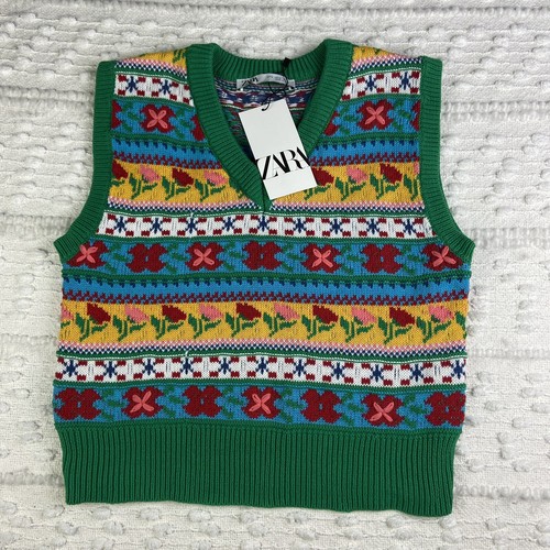 NWT Zara Vest Women's Size S Knit Multi 
