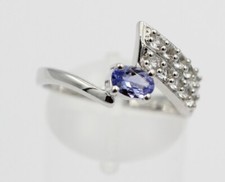 1.3 Carat Tanzanite From Africa White Topaz Ring 925 Silver Size 8 / 58.5