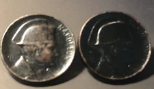 Pair Of Vintage Metal 3/4" Napoleon Coin Collar Cuff Shank Buttons