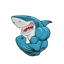 Muscle shark sticker cartoon skate cell laptop bumper vinyl decal