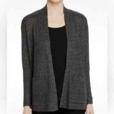 Eileen Fisher Charcoal Ribbed Cardigan Size XS T/P