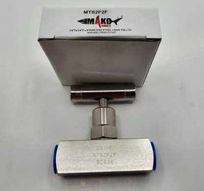 (QTY 5) Mako Products 1/4''F X 1/4''F Needle Valve 316 SS6000 PSI MTS2F2F