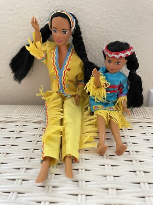 Vtg 1990 Kid Kore Native American Heartland Dancing Brook, Barbie Like Dolls, X2
