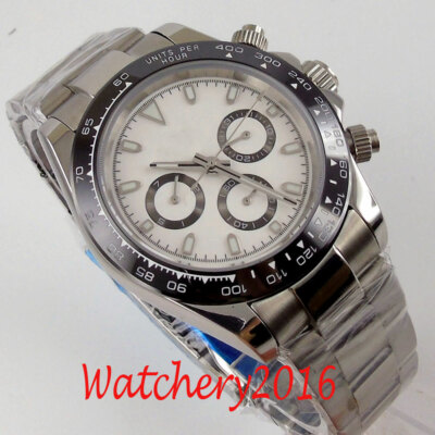 39mm Sterile White dial mineral glass 