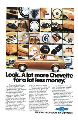 1977 Chevrolet Chevette Automobile Vintage Color Print Ad Ephemera