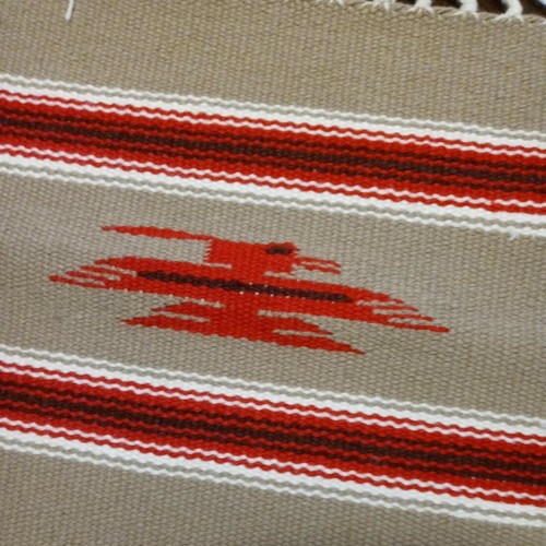 Handcrafted Southwestern Tan Chimayo Weaving Textile Placemat 10"x10" New Mexico - Picture 9 of 11