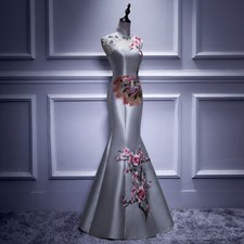 Chinese Cheongsam Evening Dress Women 2025 New Long Fish Tail Host Banquet Dress