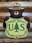 VINTAGE SMOKEY BEAR PORCELAIN SIGN RARE OLD FOREST SERVICE NATIONAL PARK DIECUT