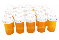 Lot of 20 CVS Empty Amber Plastic 20 Dram Medicine Pill Bottles Hobby Crafts