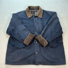 VTG American Eagle Chore Coat Blue Size XL Corduroy Collar&Cuffs Flannel-Lined