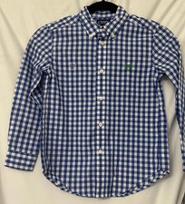 CHAPS Ralph Lauren Easy Care Boys Blue Check Button-Down Shirt ~ Sz 8