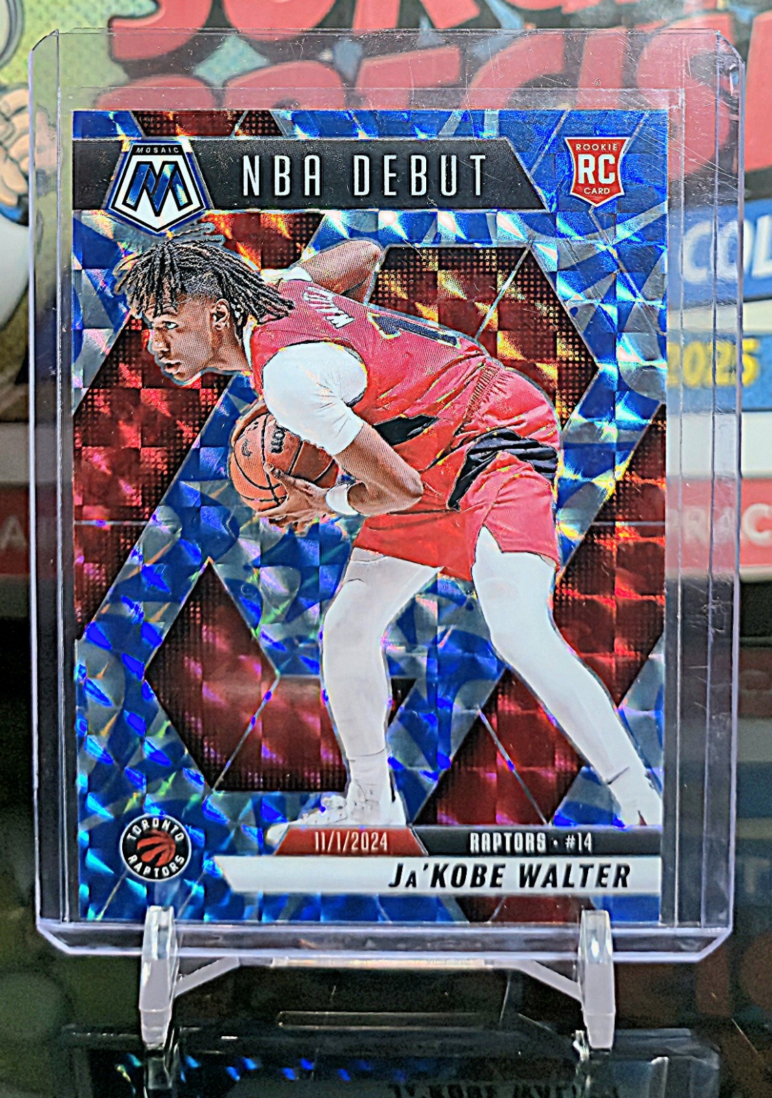 2024-25 Panini Mosaic-NBA Debut Ja'Kobe Walter #253 Reactive Blue Mosaic Prizm