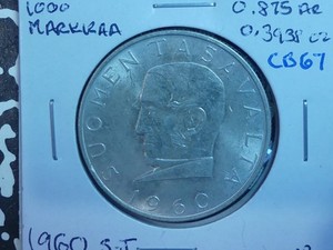 CB67: Finland, 1000 Markkaa, 0.875 silver,0.3938 oz