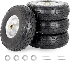 10-Inch 4.10/3.50-4" Flat-free Solid Tire and 4.10/3.50-4 | 4 PACK, Silver 
