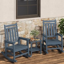 Lumber Rocking Chair Set of 3 Side Table,Heavy Duty HDPE Patio Rockers 350 lbs