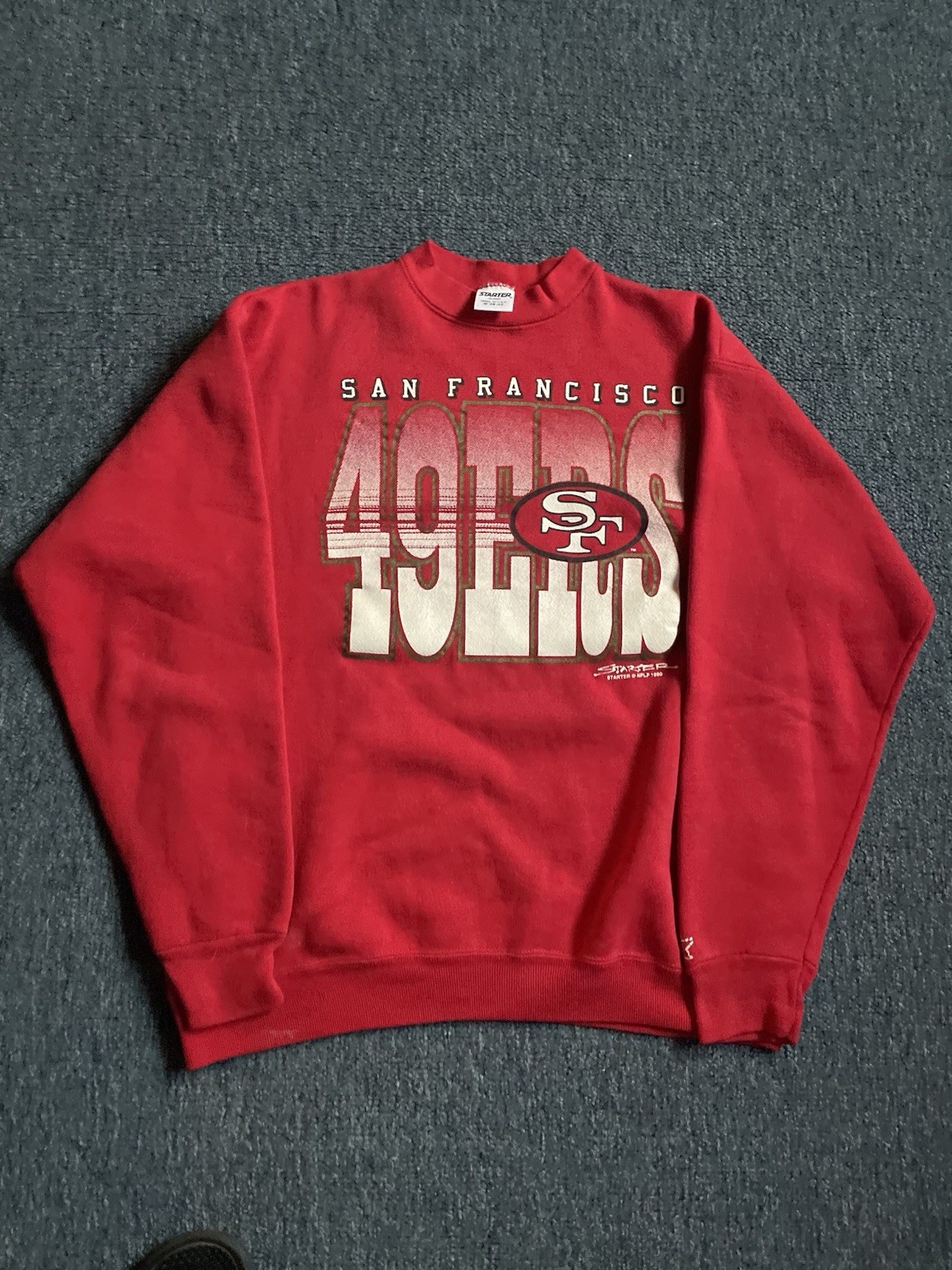 VINTAGE San Francisco 49ers Sweatshirt Mens Medium Starter Red Crewneck NFL 90s