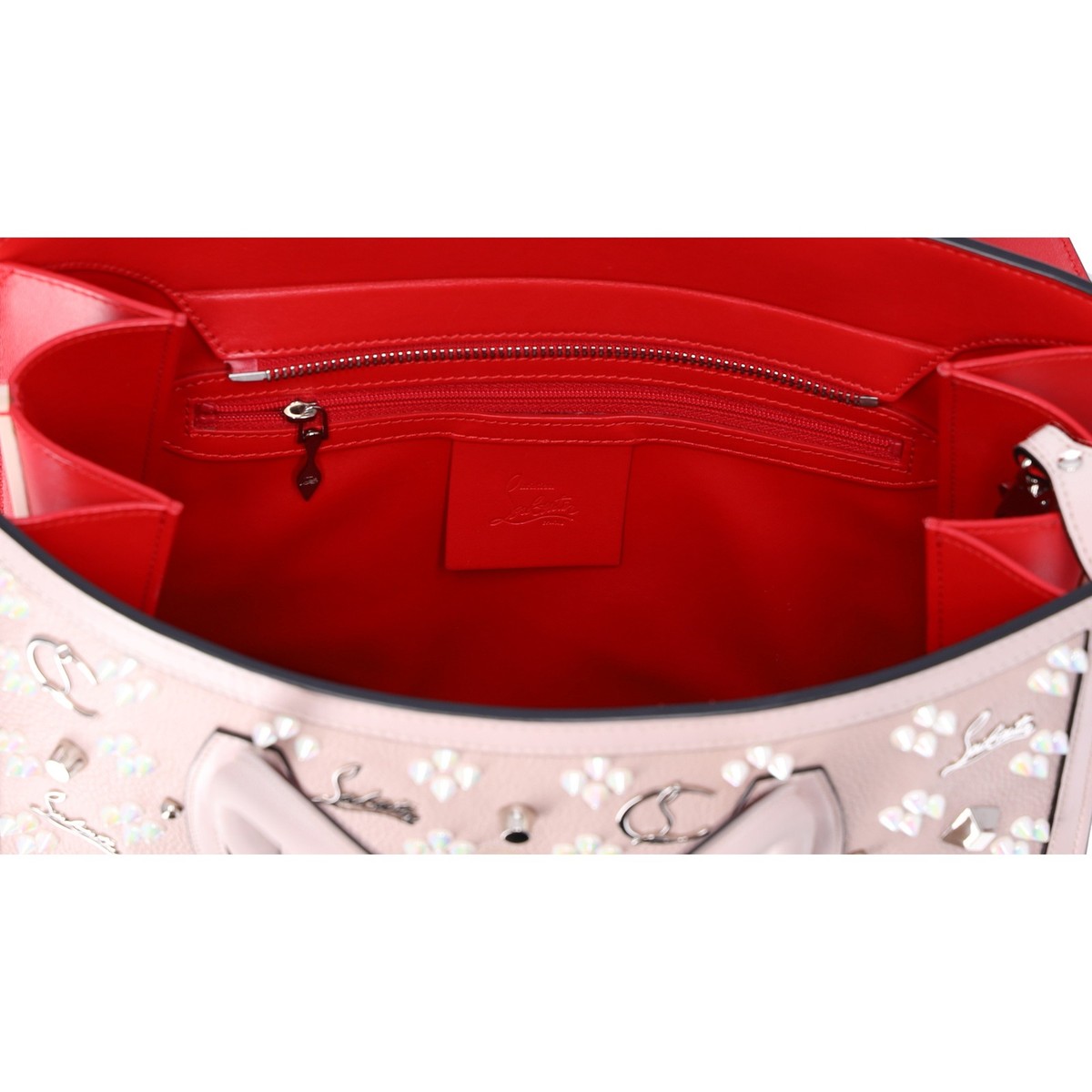 Christian Louboutin Paloma Studded Medium Tote Light Pink Leather 
