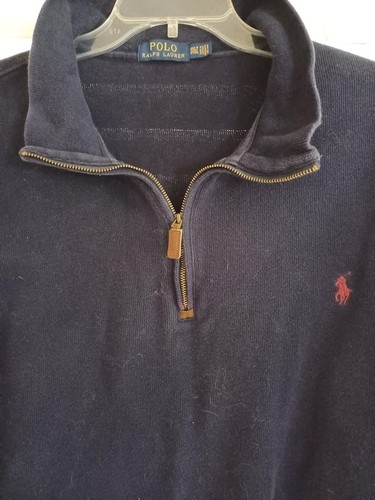 Polo Ralph Lauren Hombre’s 3XLT Cuarto Cremallera Pullover Azul Marino Rojo Poni Logo Algodón - Imagen 5 de 6