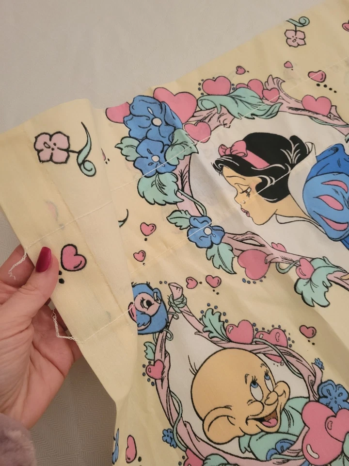 Vtg Disney Snow White Dopey Blue Birds Drapery Curtains Panels 80 X 63 - Image 4 of 4