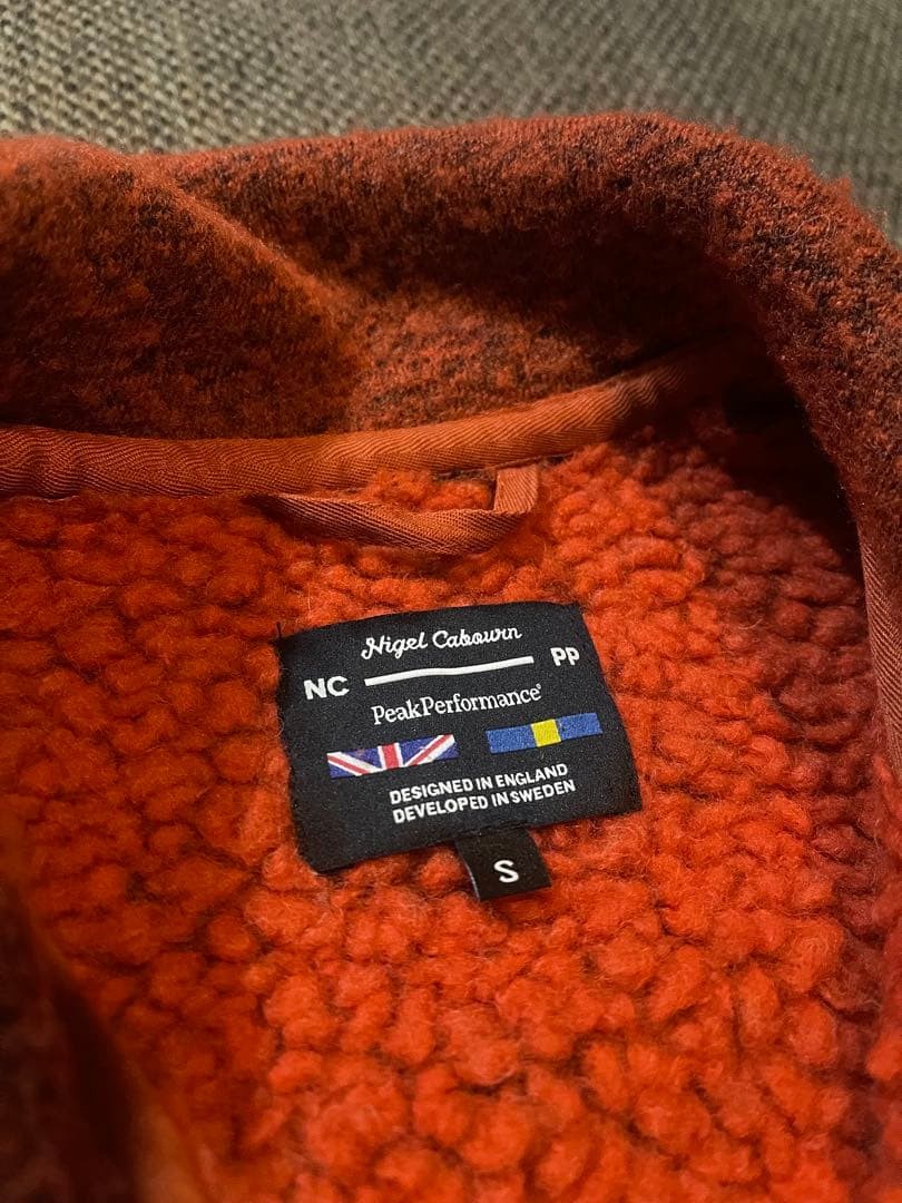 Nigel Cabourn Peak Performance Wool Fleece Zip Jacket Orange