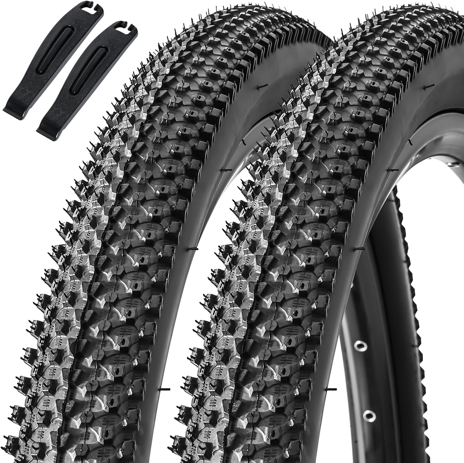 2PCS 26x1.95 Folding Mountain Bike Tires 60 TPI Puncture-Resistant with Levers