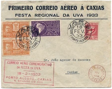 Brasilien 1933 First Flight Erstflug Varig Porto Alegre - Caxias / 1385