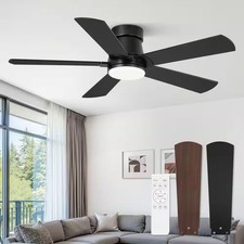 HINNIXY 42in Black Fandelier Outdoor Ceiling Fan w/Light Remote 6-Speed DC Motor