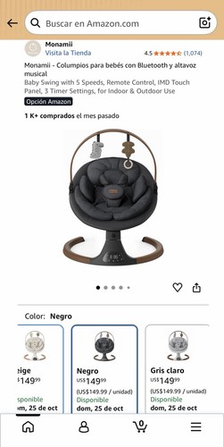 Monamii Electric Baby Swing – Bluetooth, 5 Speeds, Music & Remote Control