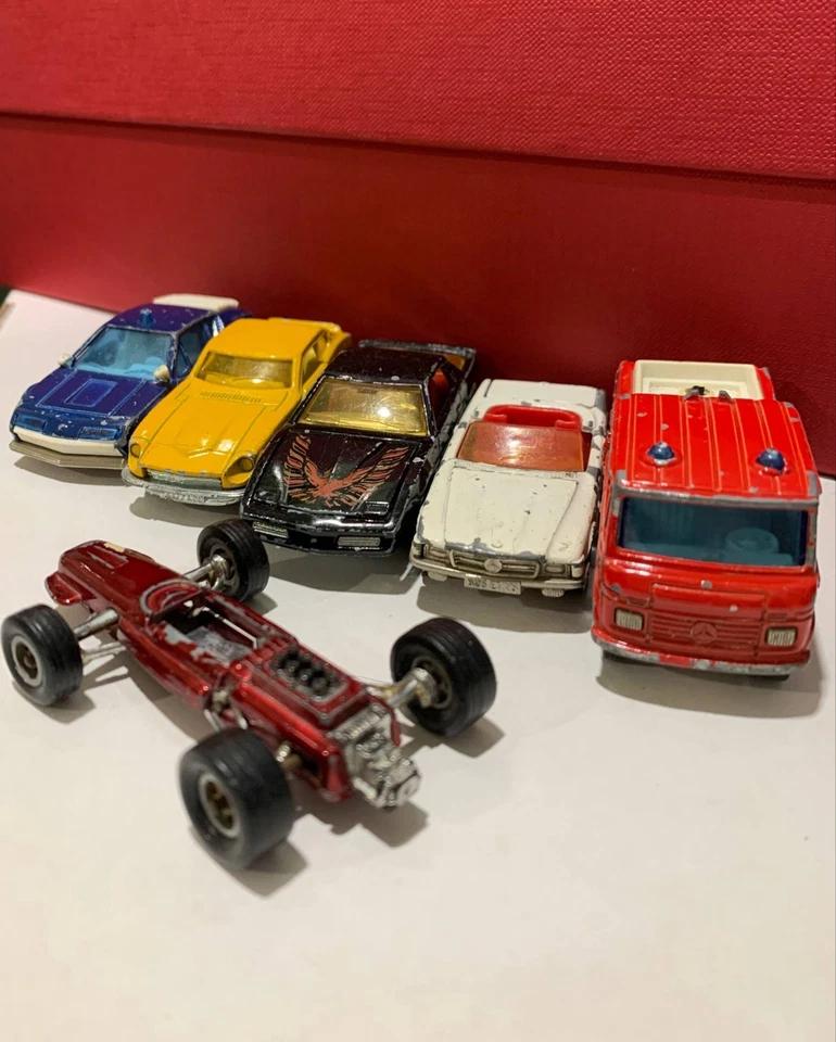 Modelos antigos de metal fundido Majorette Pontiac & Alpine & Ferrari & Datsun & Pompier - Imagem 2 de 4