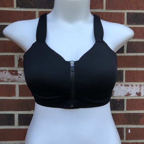 Victoria Sport Knockout Front-Close Sports Bra High Impact 38DD Black Zip Front