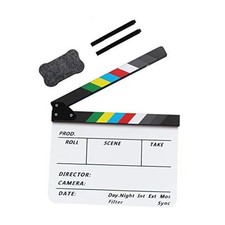 Film Slate Clapper Board, Acrylic White Movie Directors Clapboard 9.6 x 11.7