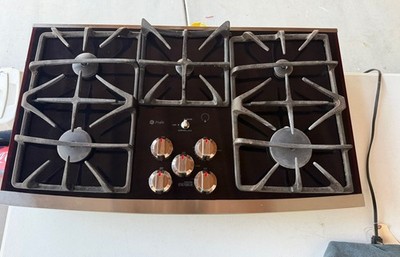 GE Profile Series 36'' Gas Cooktop 5 Burners Black & Silver Trim JGP970SEK2SS