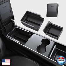 BASENOR 3PCS Tesla Model Y Model 3 Center Console Organizer Carbon Fiber Edition
