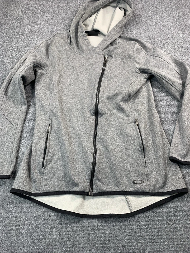 Suéter Oakley Para Mujer Grande Manga Larga Cremallera Completa Sudadera con Capucha Informal Exterior Gris Foto 2 de 4
