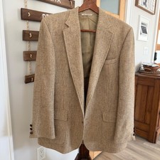 Harris Tweed Harcourt  James Field Brothers Wool Blazer Sport Coat Tan M 44 EUC