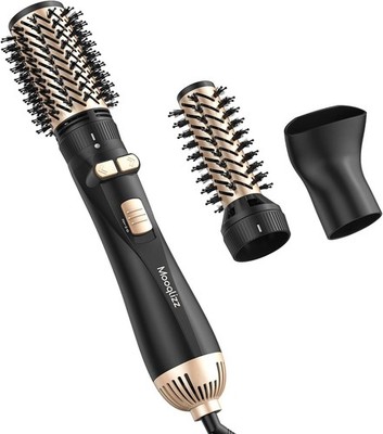 Rotating Hair Dryer Brush 3in1 Hot Air Spin Volumizer Blow Dryer with 2 Heads