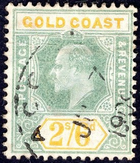 GOLD COAST: 19006 2/6 Green & Yellow Sg 57 Good Used Cat £180