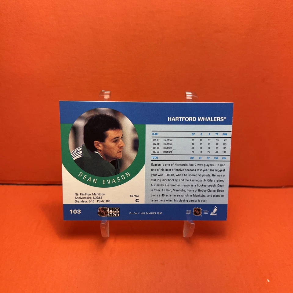 1990-91 Pro Set Dean Evason #103 EX🦄 - Image 2 of 2