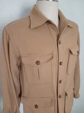 RARE Vintage WOOLRICH Mens Jacket Pocket Buttons Collared 40s 50s Beige Mackinaw