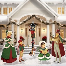 Shellwei 5 Set Large Vintage Christmas Family Carolers Yard Signs red, green