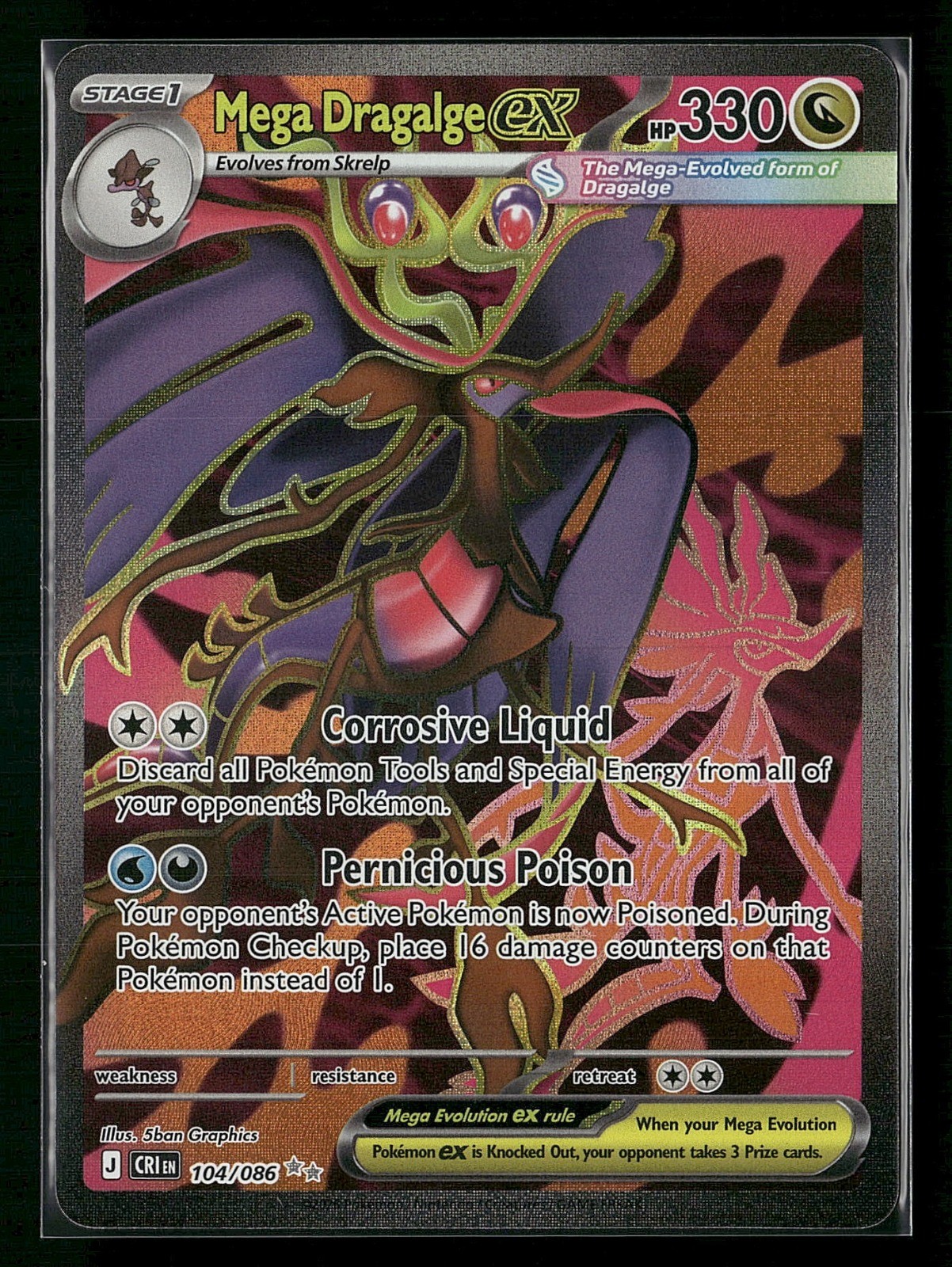Mega Dragalge ex 104/086 Ultra Rare Pokemon ME04: Chaos Rising NM